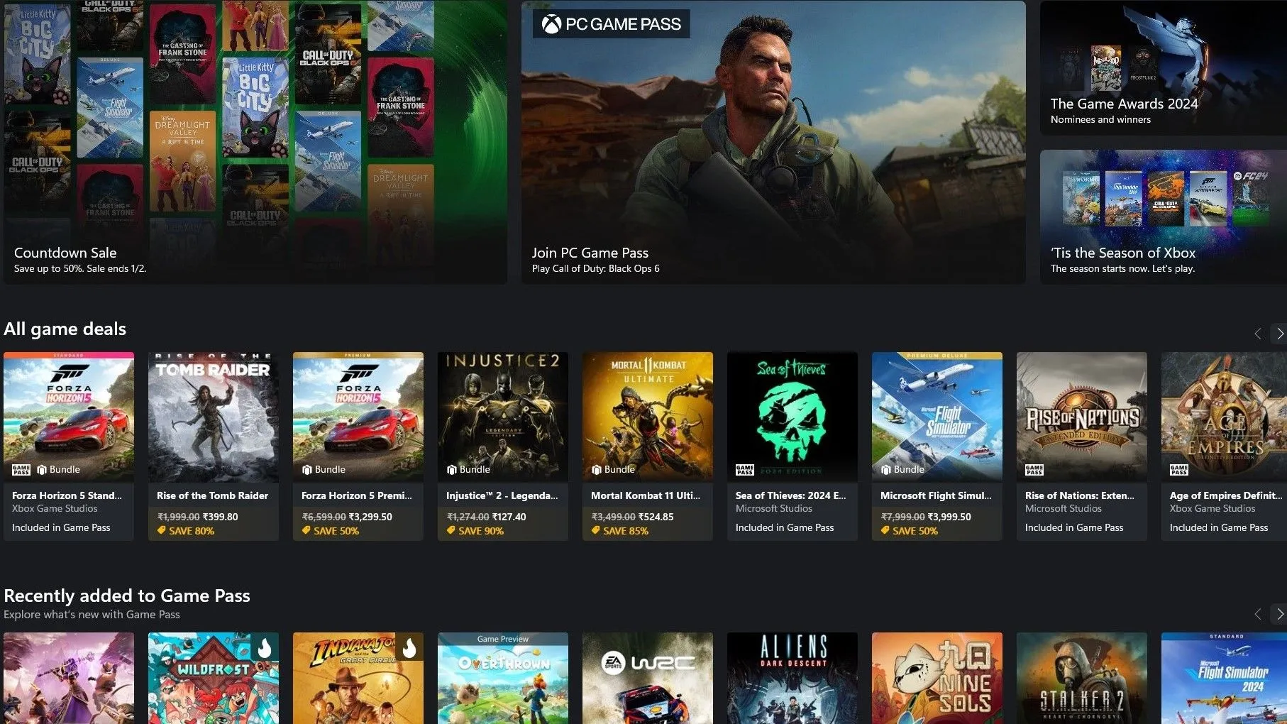 Giao diện ứng dụng Xbox hiển thị kho game đa dạng, minh họa giá trị của các dịch vụ đăng ký game.