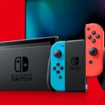 Hệ máy Nintendo Switch hiển thị giao diện game trên màn hình TV, minh họa hệ thống theo dõi thời gian chơi hiện tại.
