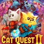 Hình ảnh bìa game Cat Quest II với nhân vật mèo và chó, biểu tượng của tựa game nhập vai hành động miễn phí trên Epic Games Store.