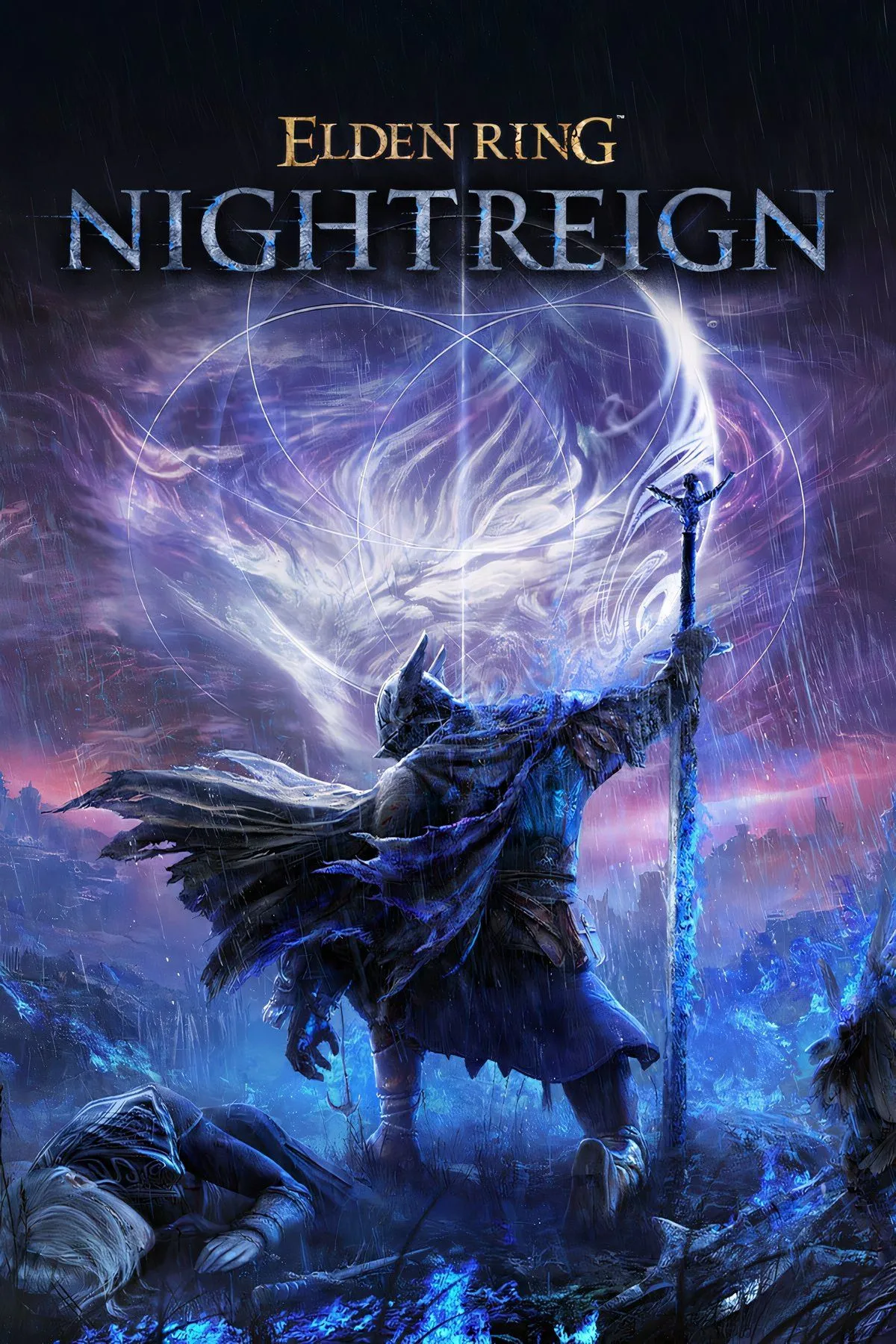 Hình ảnh bìa game Elden Ring Nightreign với biểu tượng và phong cách đặc trưng, thể hiện khía cạnh roguelite và multiplayer của tựa game