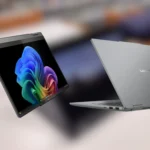 Hình ảnh cận cảnh laptop Lenovo IdeaPad 5x hiển thị màn hình OLED và bàn phím