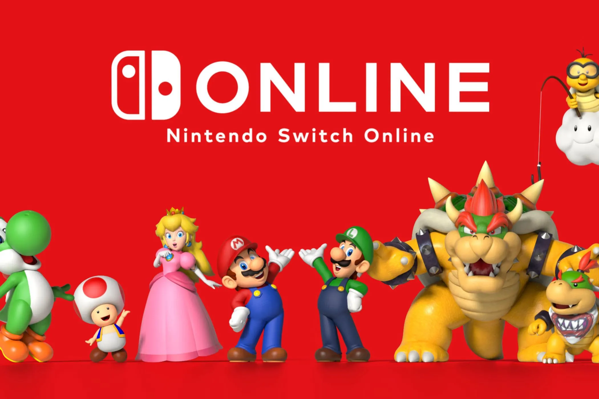 Hình ảnh concept máy chơi game Nintendo Switch 2 với biểu tượng Nintendo Switch Online và các nhân vật Mario