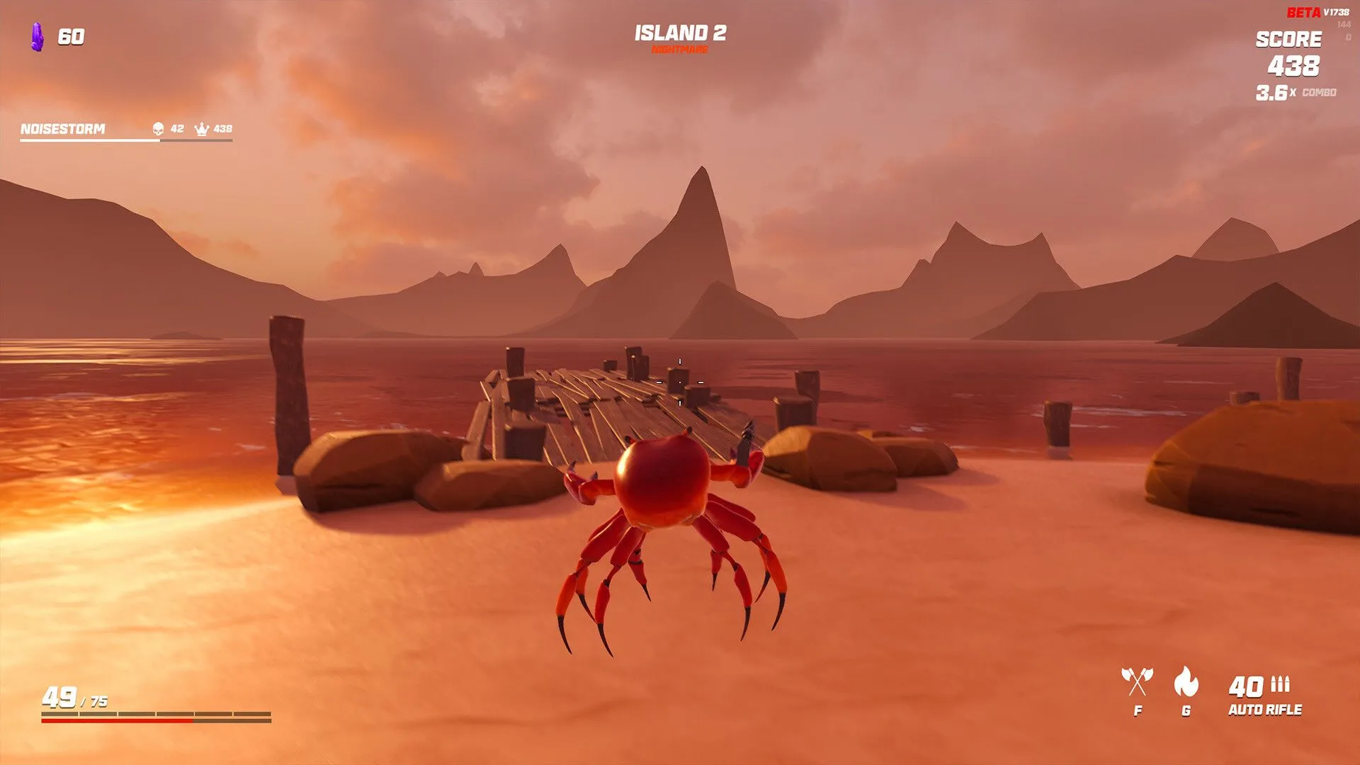 Hình ảnh game indie Crab Champions: Chú cua anh hùng trên bãi biển