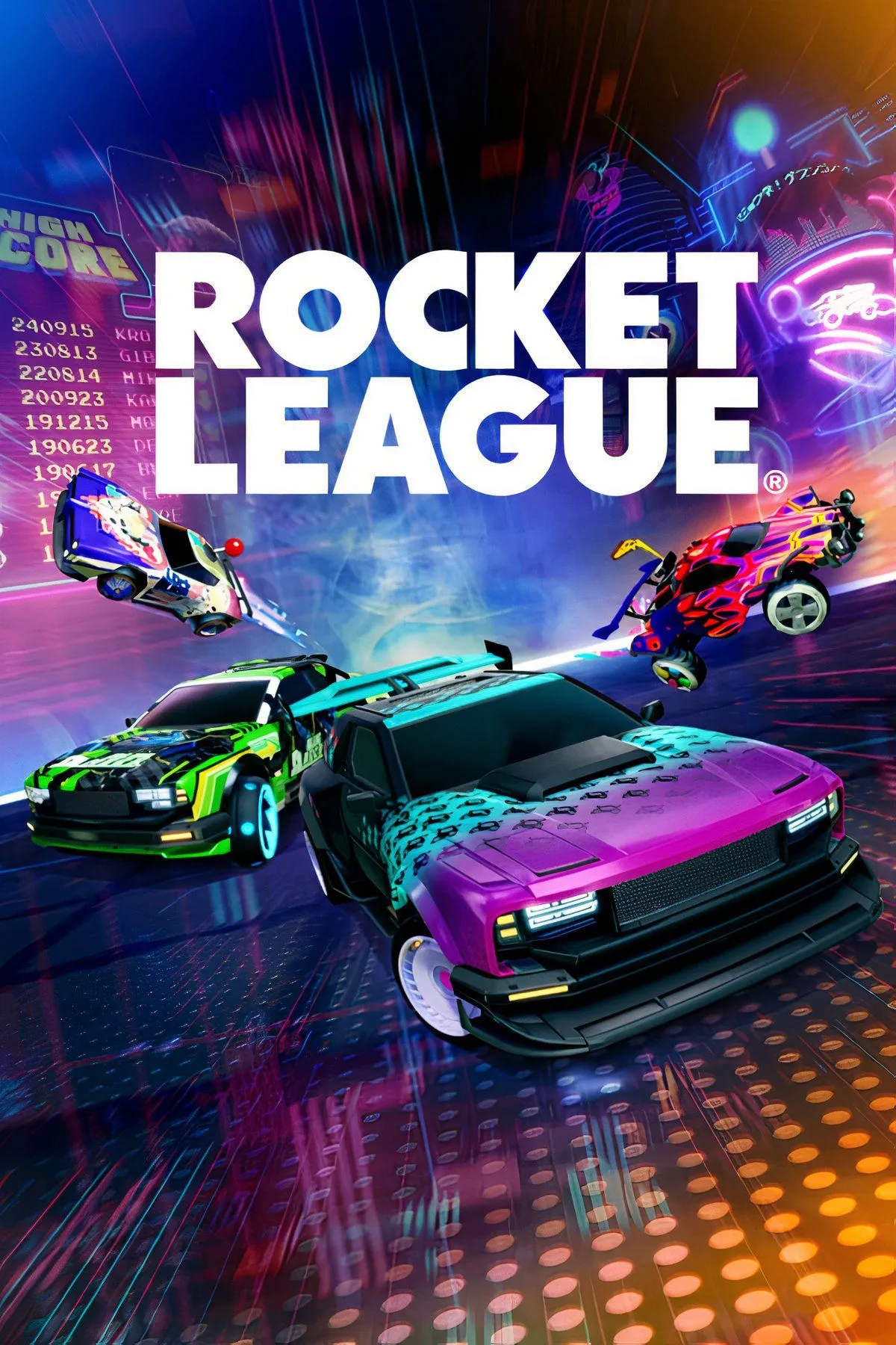 Hình ảnh game Rocket League với những chiếc ô tô đang tranh bóng trên sân vận động