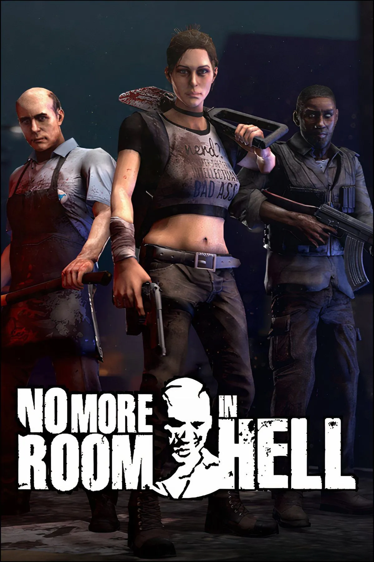 Hình ảnh gameplay trong game sinh tồn kinh dị No More Room in Hell với người chơi chống lại zombie trong bối cảnh u ám.