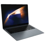 Hình ảnh góc nghiêng của laptop Samsung Galaxy Book 4 Pro, nổi bật với thiết kế mỏng nhẹ và màn hình sắc nét.