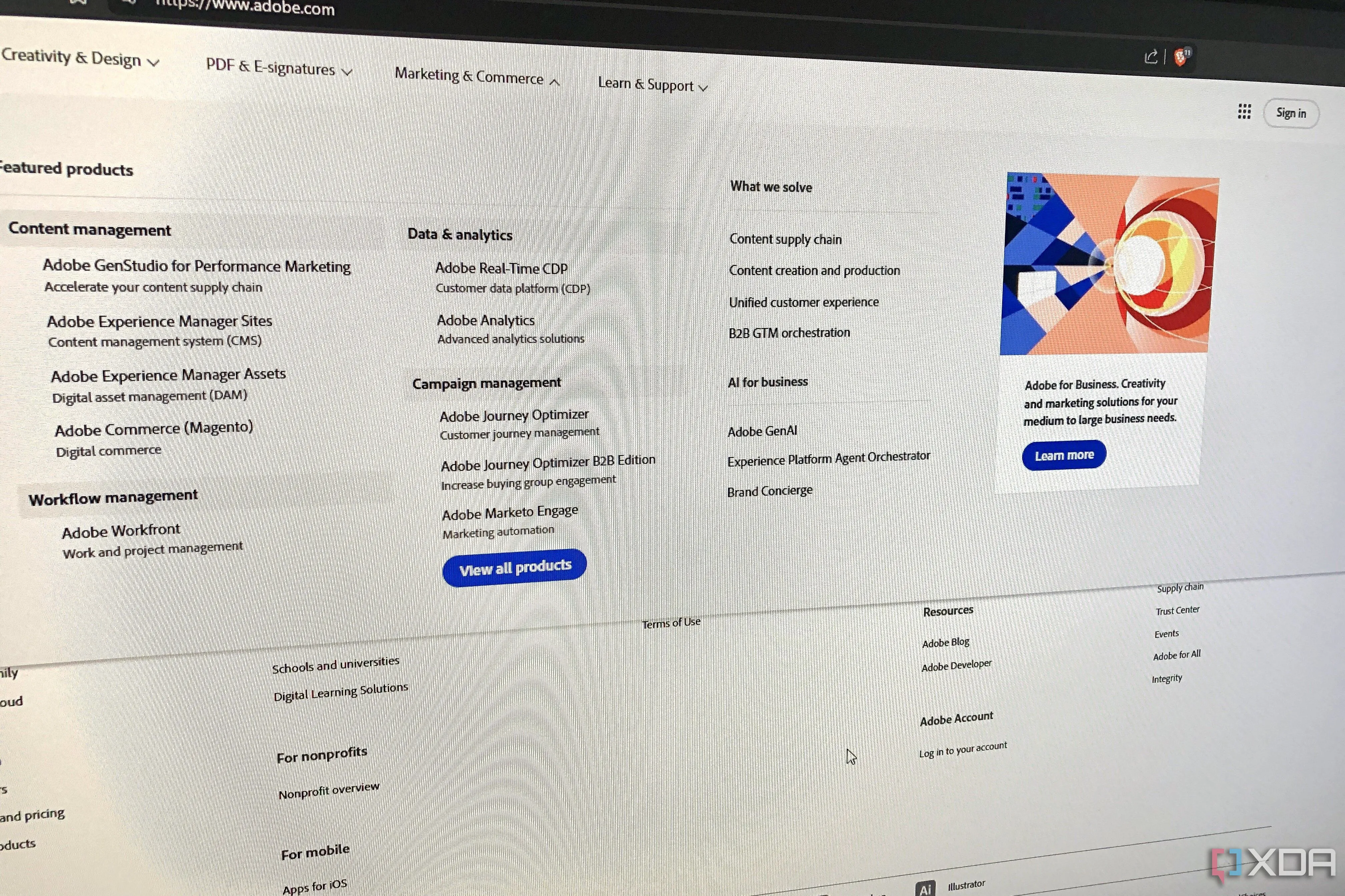 Hình ảnh minh họa chiến lược tiếp thị và thương mại của Adobe