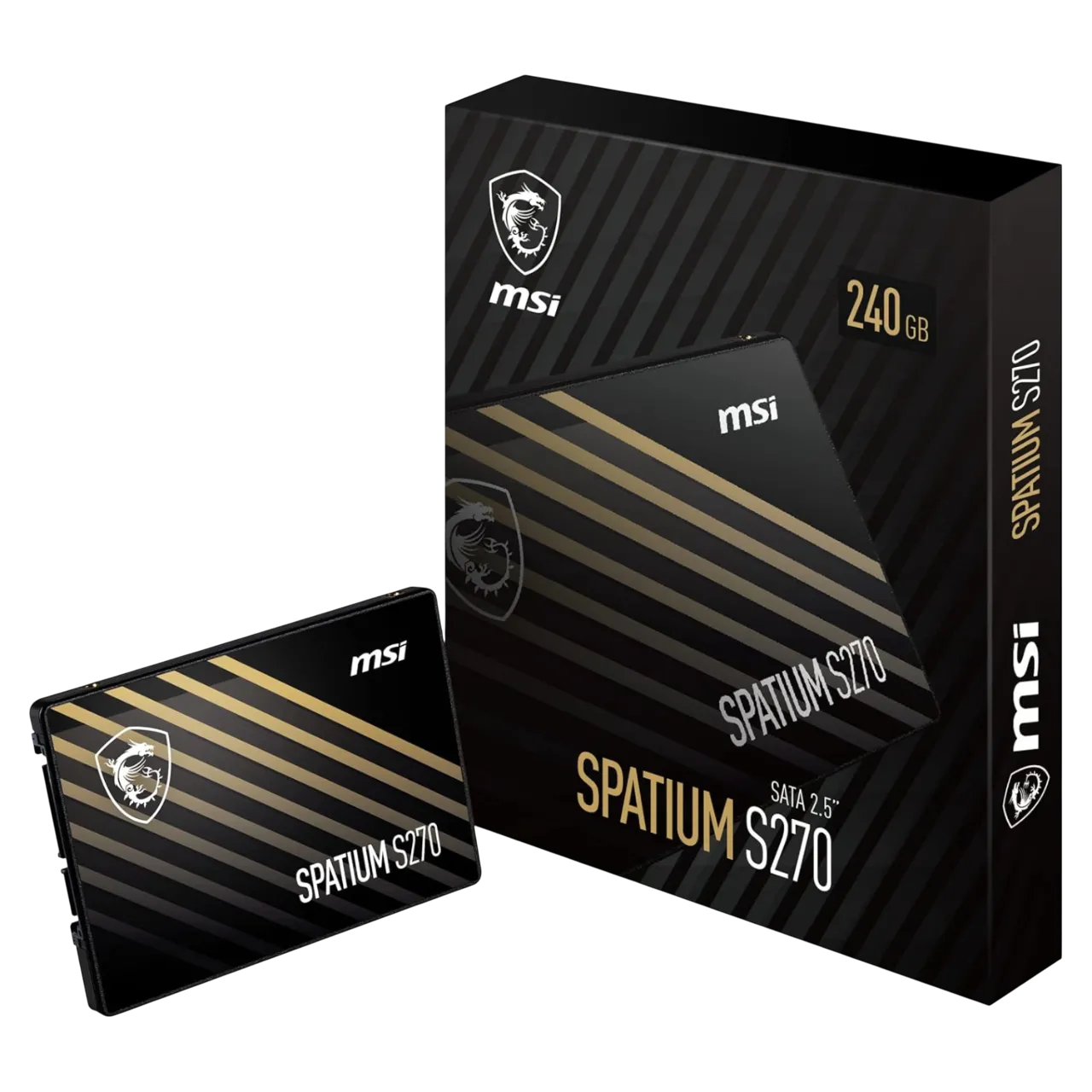 Hình ảnh ổ cứng SSD MSI SPATIUM S270 240GB với thiết kế hiện đại, sẵn sàng cho việc nâng cấp hiệu năng máy tính