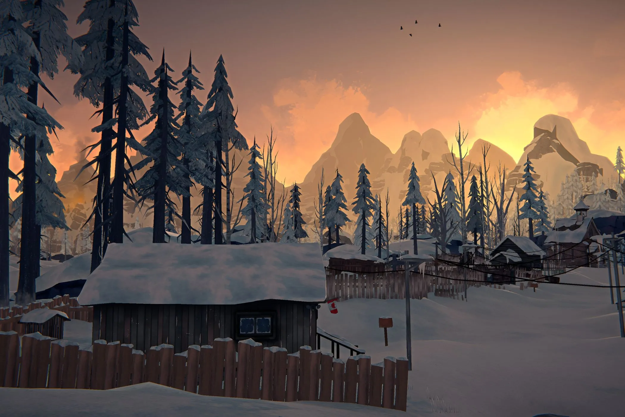 Hình ảnh phong cảnh mùa đông tuyết phủ trong game The Long Dark, một game sinh tồn indie nổi bật trên Steam.