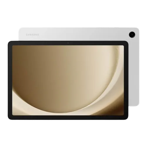 Hình ảnh render Samsung Galaxy Tab A9+ màu bạc, nhấn mạnh thiết kế thanh lịch.