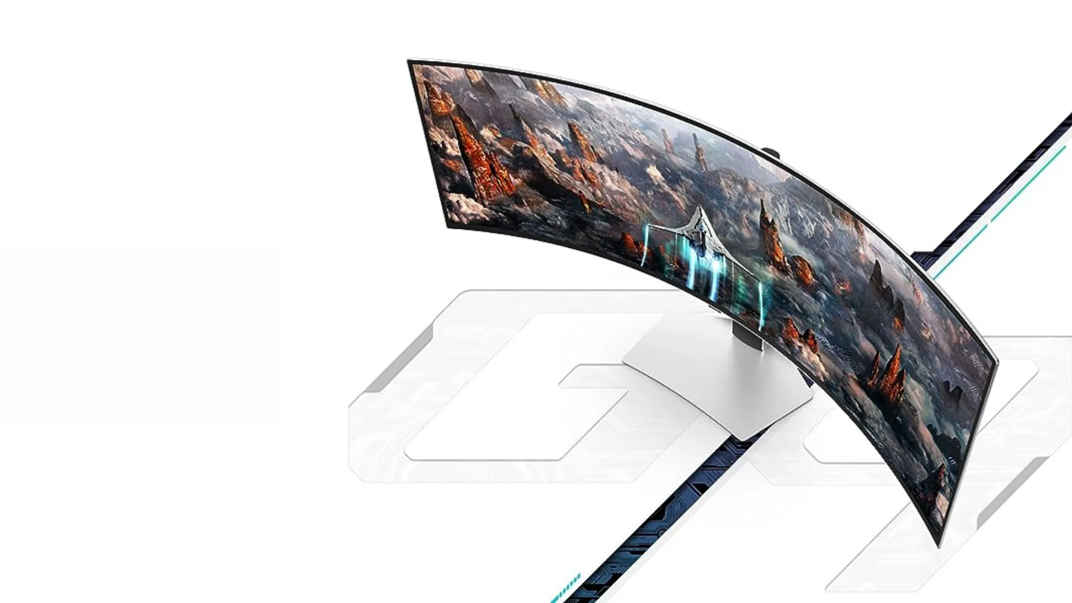 Hình ảnh thực tế màn hình Samsung Odyssey G93SC 49 inch trên bàn