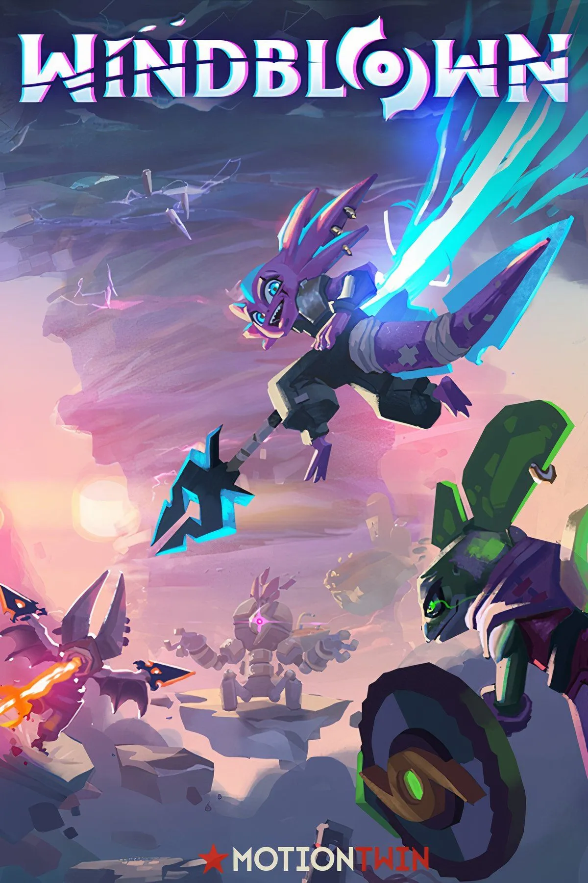 Hình ảnh tổng hợp các khoảnh khắc chiến đấu và môi trường trong game Windblown, tựa game roguelike isometric mới của Motion Twin.