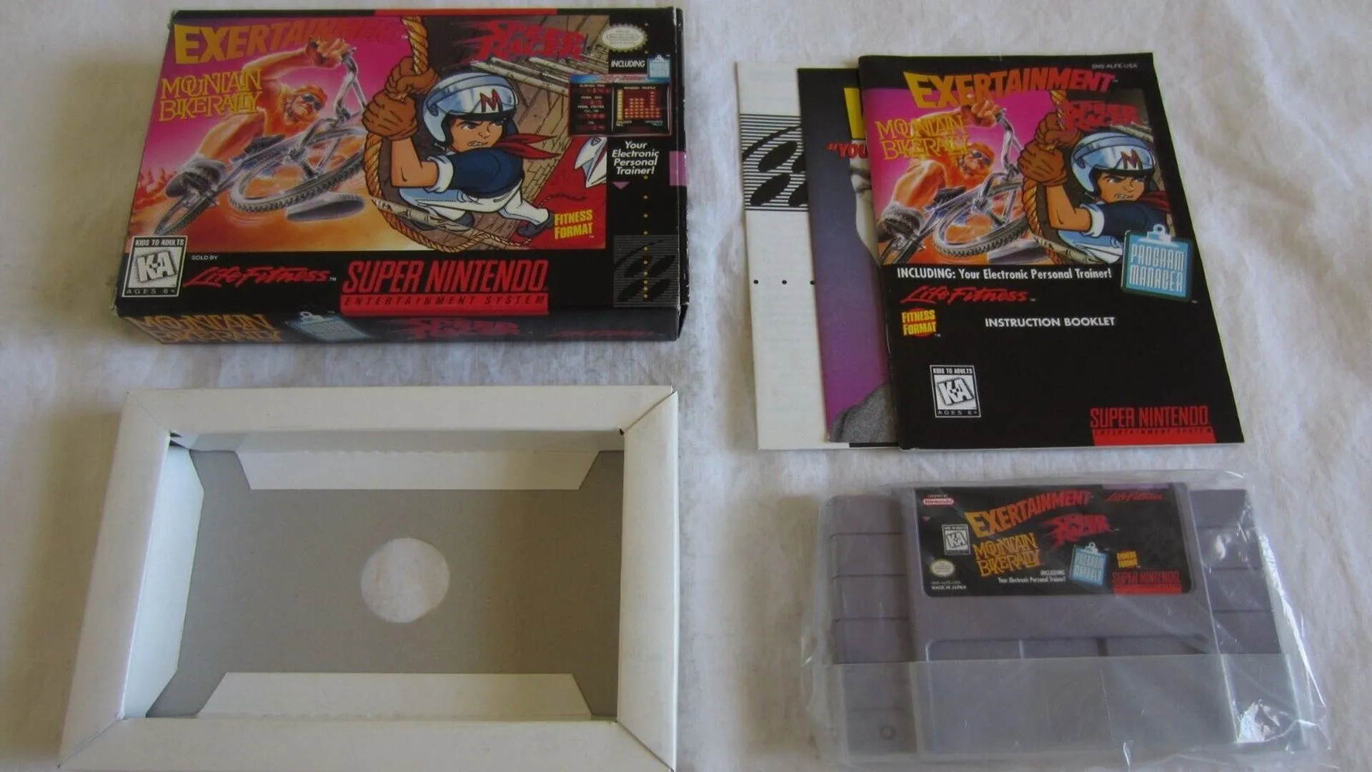 Hộp đóng gói của Exertainment Mountain Bike Rally và Speed Racer cho hệ máy SNES