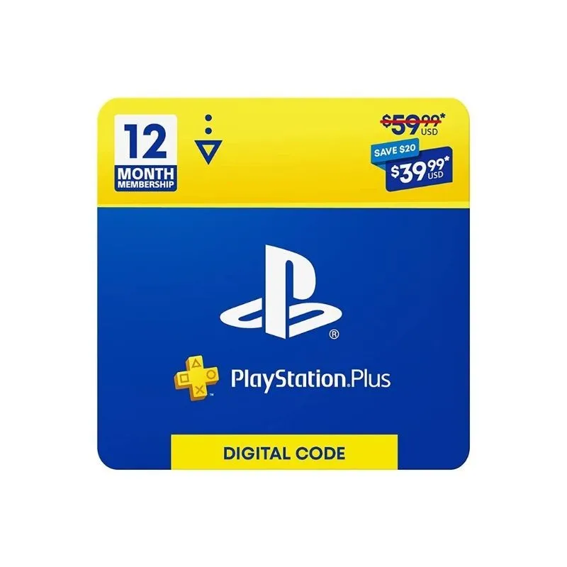 Hộp quà đăng ký PlayStation Plus hiển thị các lợi ích như game miễn phí hàng tháng, ưu đãi cửa hàng và quyền truy cập chơi mạng.
