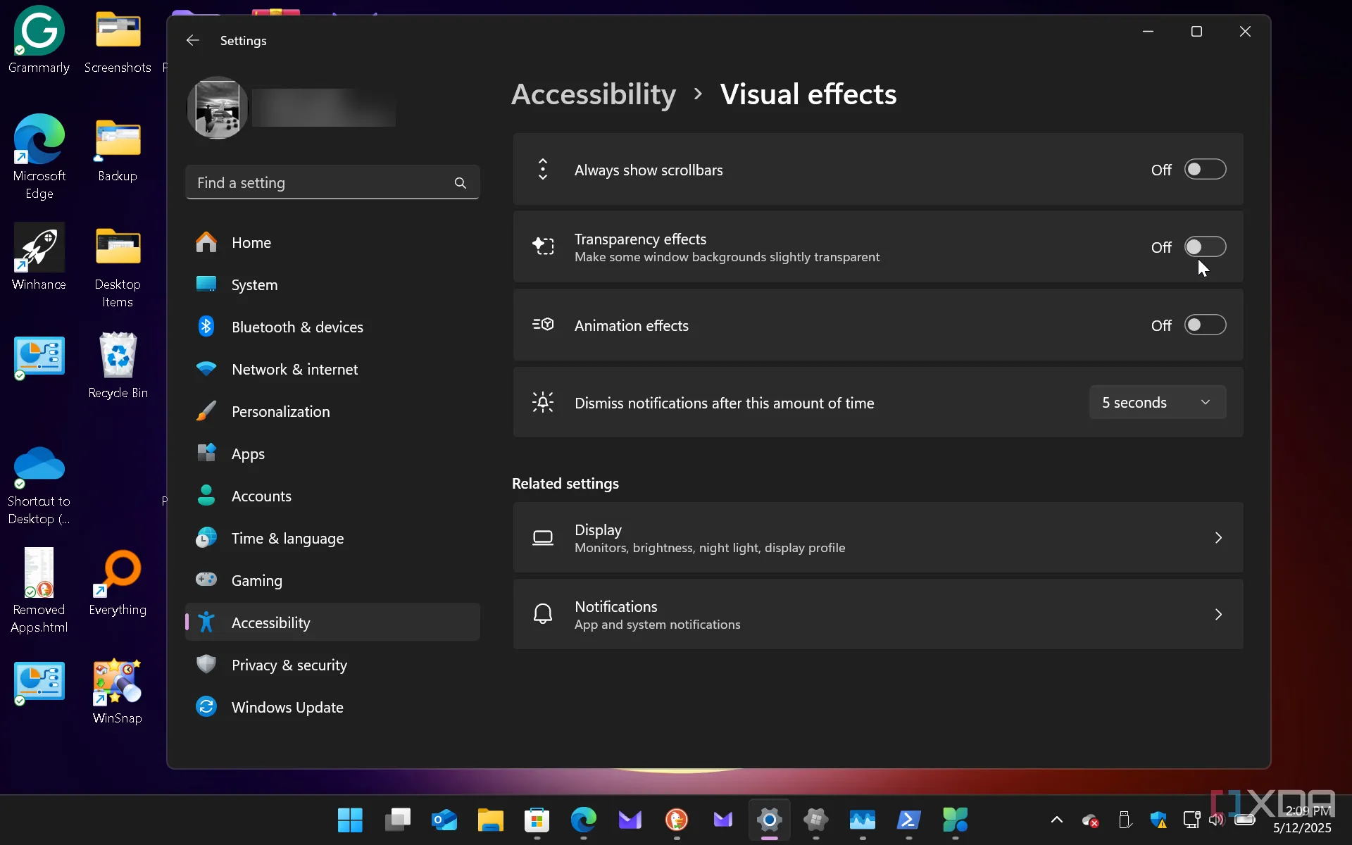 Hướng dẫn vô hiệu hóa hiệu ứng hình ảnh trên Windows 11 để tăng tốc