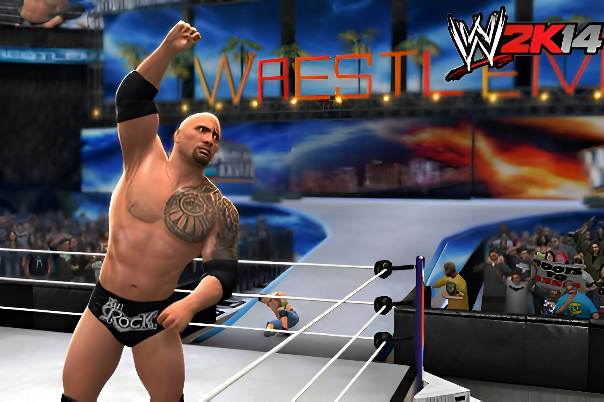 Huyền thoại The Rock trong game WWE 2K14, kỷ niệm 30 năm Wrestlemania.