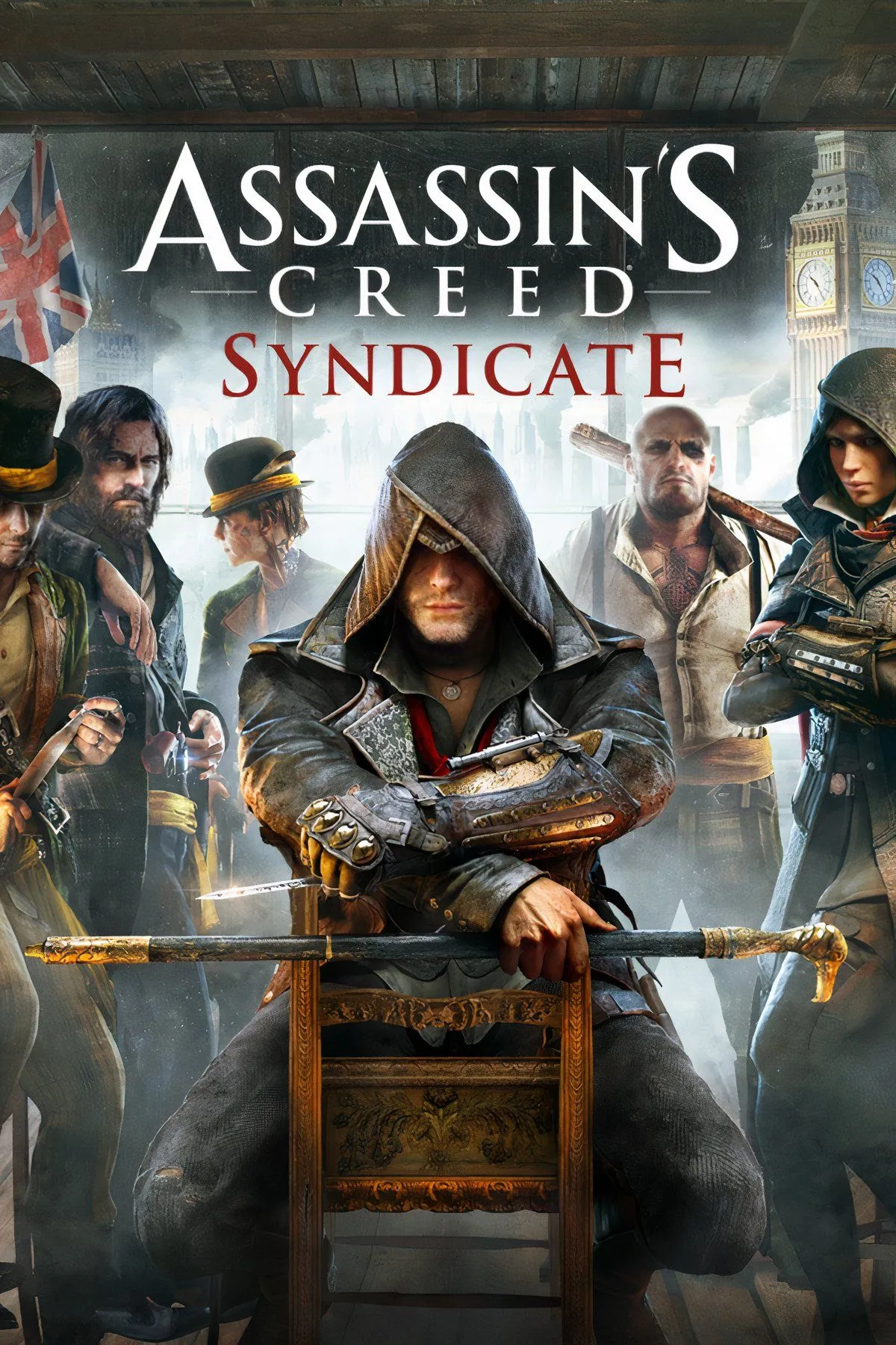 Jacob và Evie Frye sử dụng dây móc đu trên nóc nhà London trong Assassin's Creed Syndicate, thể hiện cơ chế parkour linh hoạt và bối cảnh Cách mạng Công nghiệp.