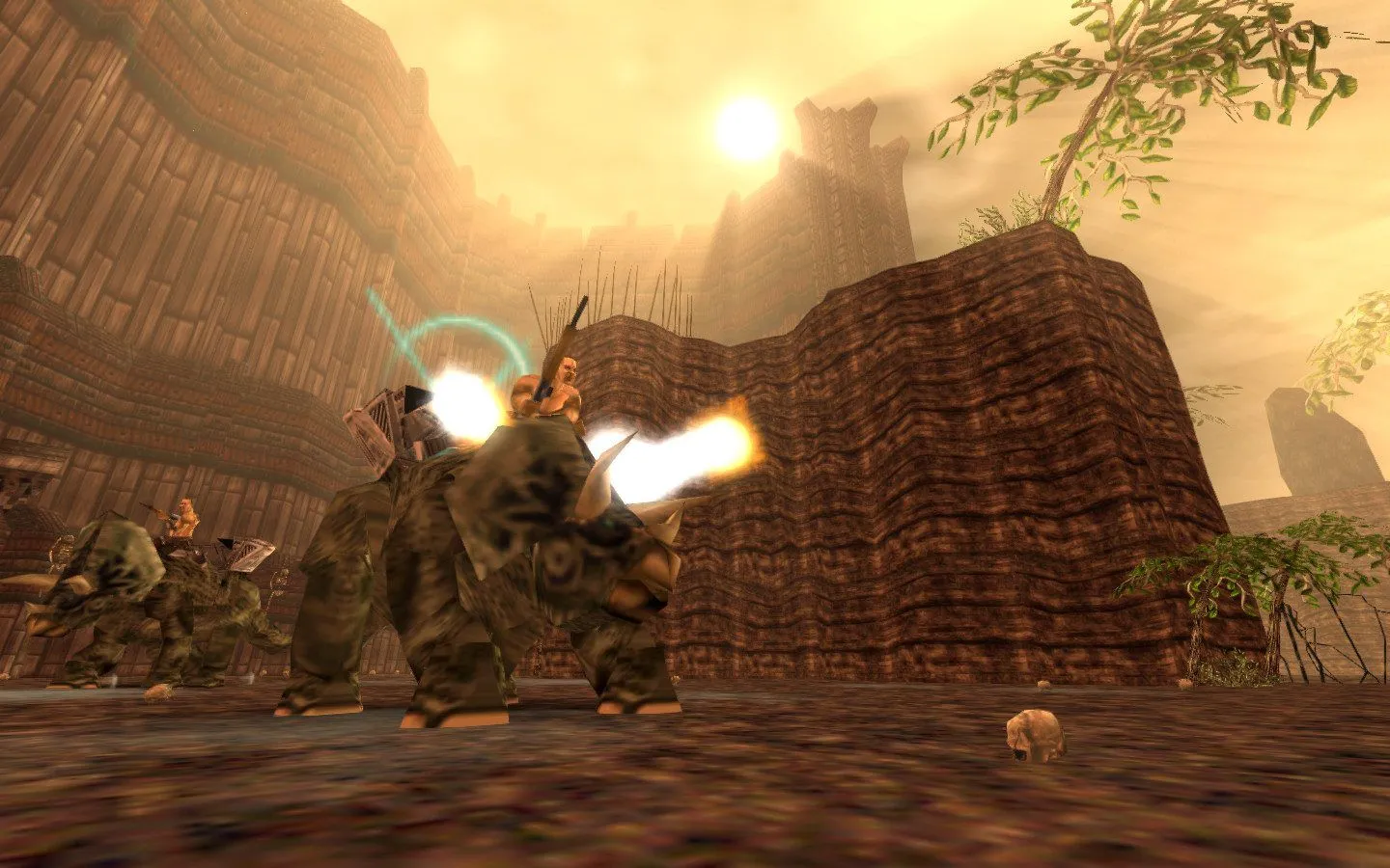Kẻ thù cưỡi khủng long trong Turok Remaster, minh họa các cải tiến về AI và cân bằng chiến đấu.