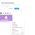 Kết nối thành công trên giao diện RustDesk, biểu tượng truy cập từ xa miễn phí