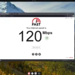 Kết quả kiểm tra tốc độ internet 120Mbps trên Ubuntu qua Vivaldi trên Geekom IT15