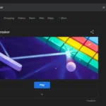 Kết quả tìm kiếm Google hiển thị trò chơi Block Breaker ngay trên trang, cho phép người dùng bắt đầu chơi trực tiếp.