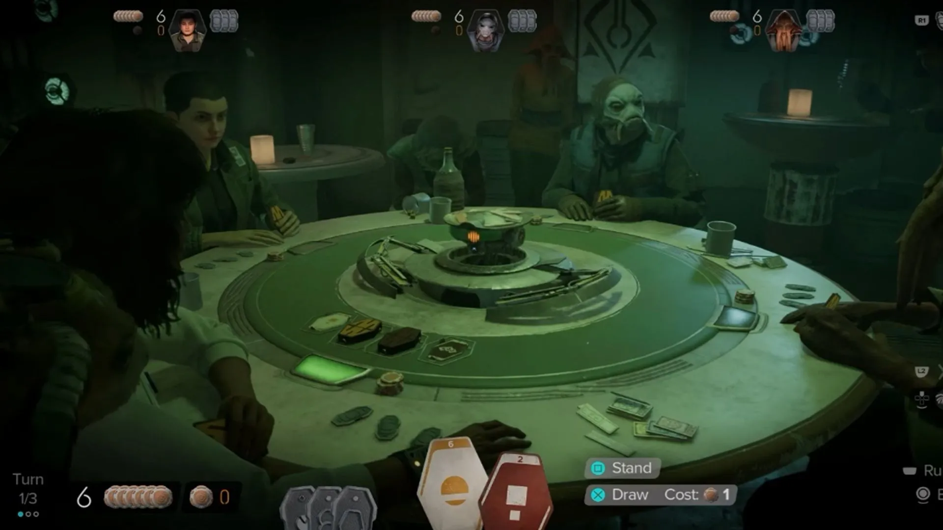 Khoảnh khắc gameplay Sabacc đầy kịch tính trong tựa game Star Wars Outlaws