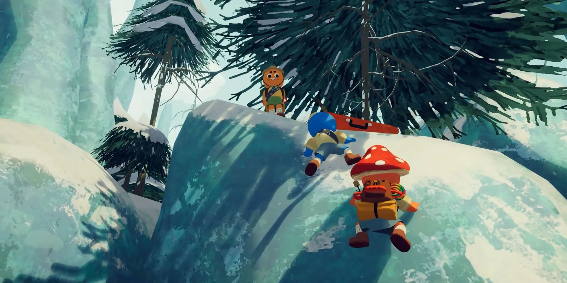 Khu vực núi băng giá đầy thử thách trong game Peak, nơi thể lực bị giảm nhanh.
