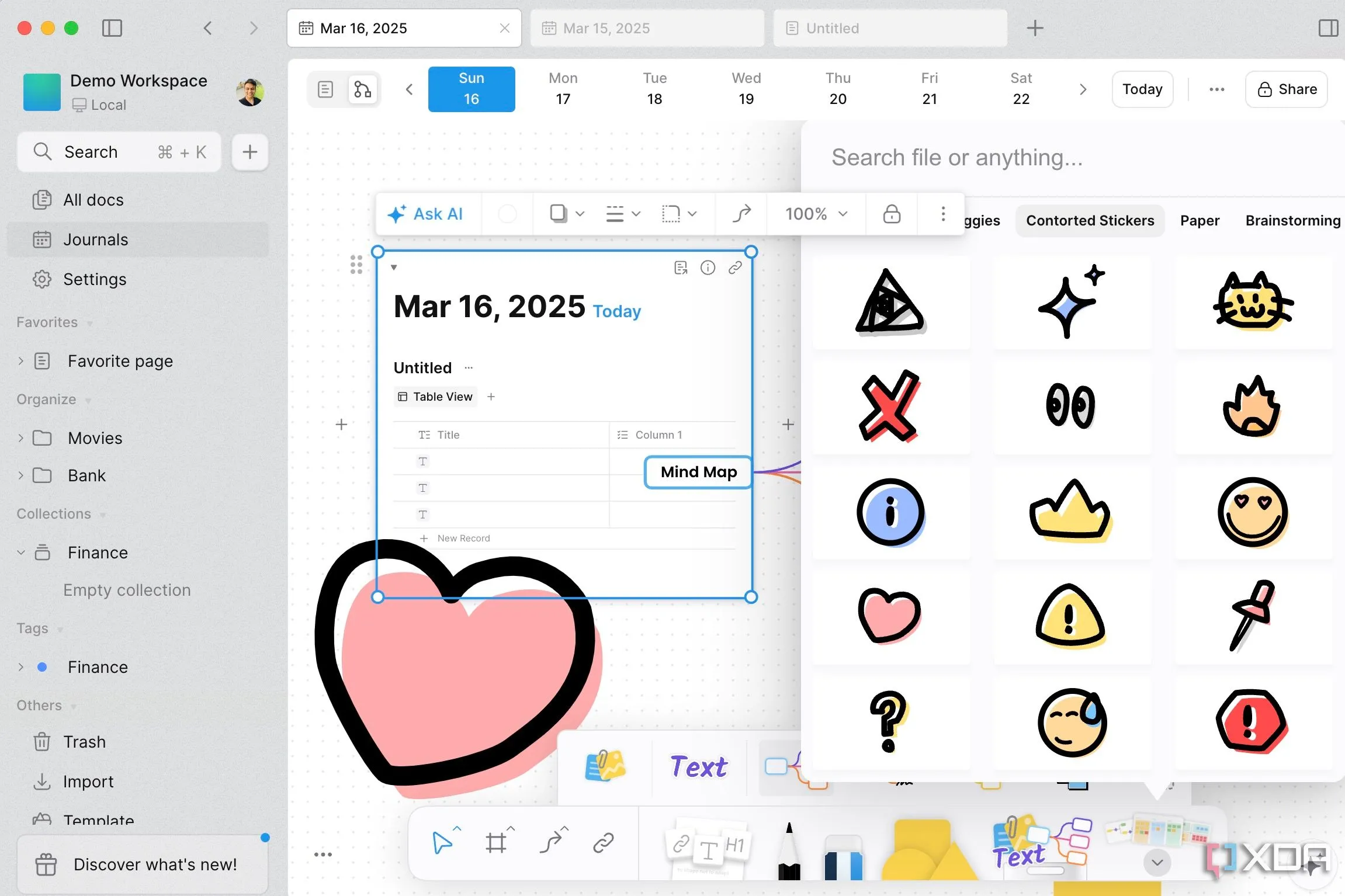 Khung nhìn Edgeless (Bảng trắng) đa năng của AFFiNE cho việc sắp xếp ý tưởng và brainstorming