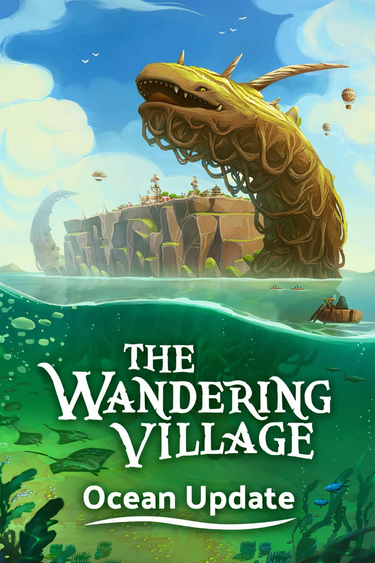 Làng định cư trên lưng Onbu khổng lồ trong game xây dựng The Wandering Village