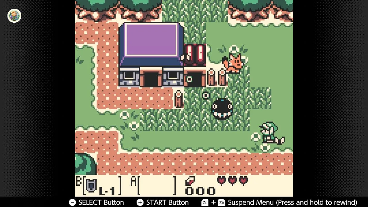 Link's Awakening DX trên Game Boy Color với góc nhìn từ trên xuống.