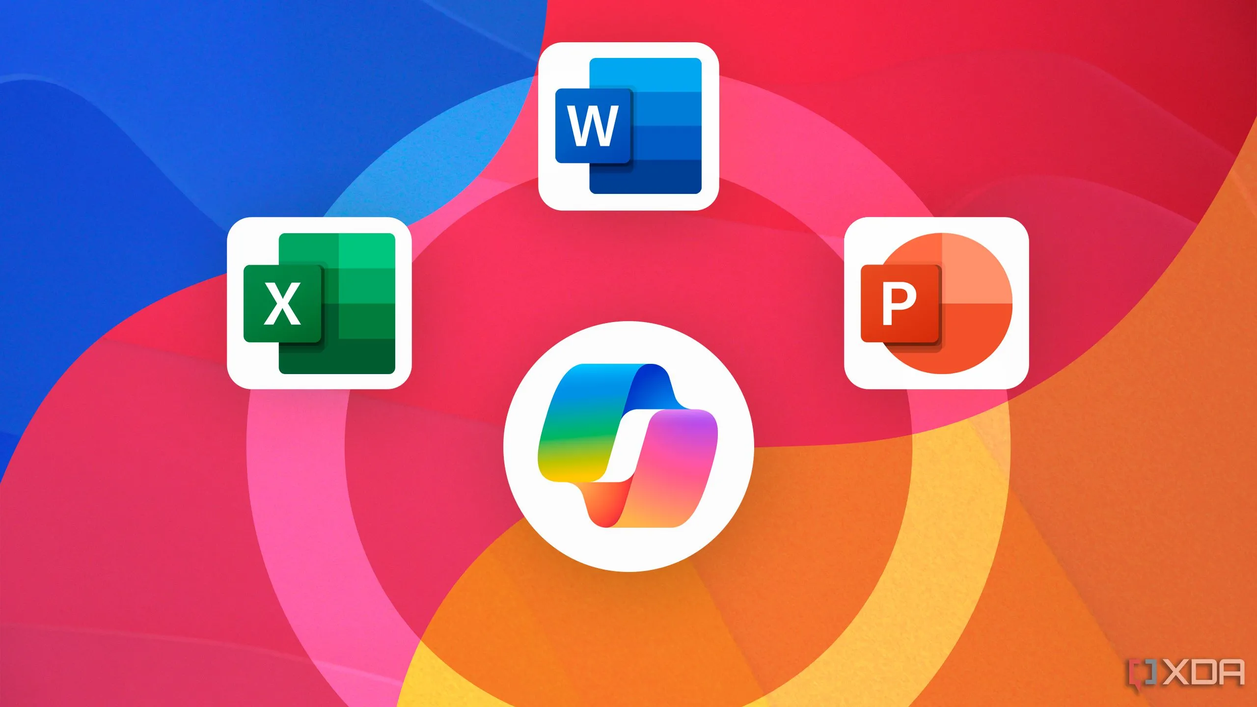 Logo Copilot tích hợp sâu với ứng dụng Microsoft 365 Word Excel