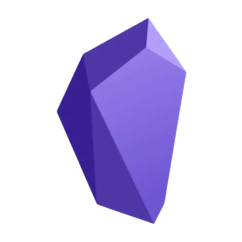 Logo ứng dụng ghi chú Obsidian trên màn hình điện thoại, đại diện cho công cụ quản lý tri thức.