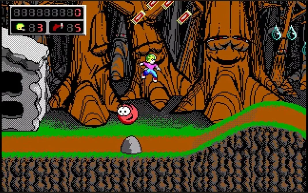 Màn chơi đầu tiên của Commander Keen 4, một tựa game platformer kinh điển trên DOS