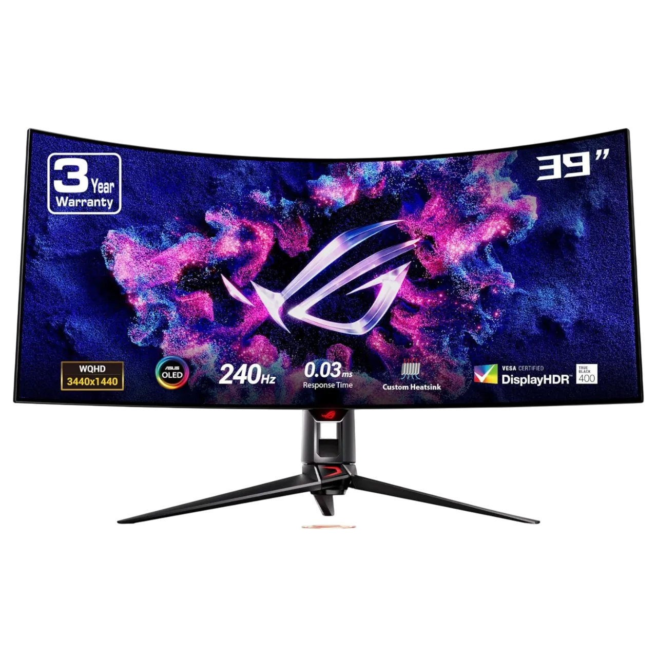 Màn hình ASUS ROG Swift PG39 OLED 39 inch với thiết kế cong ấn tượng, biểu tượng của hiệu năng gaming đỉnh cao.