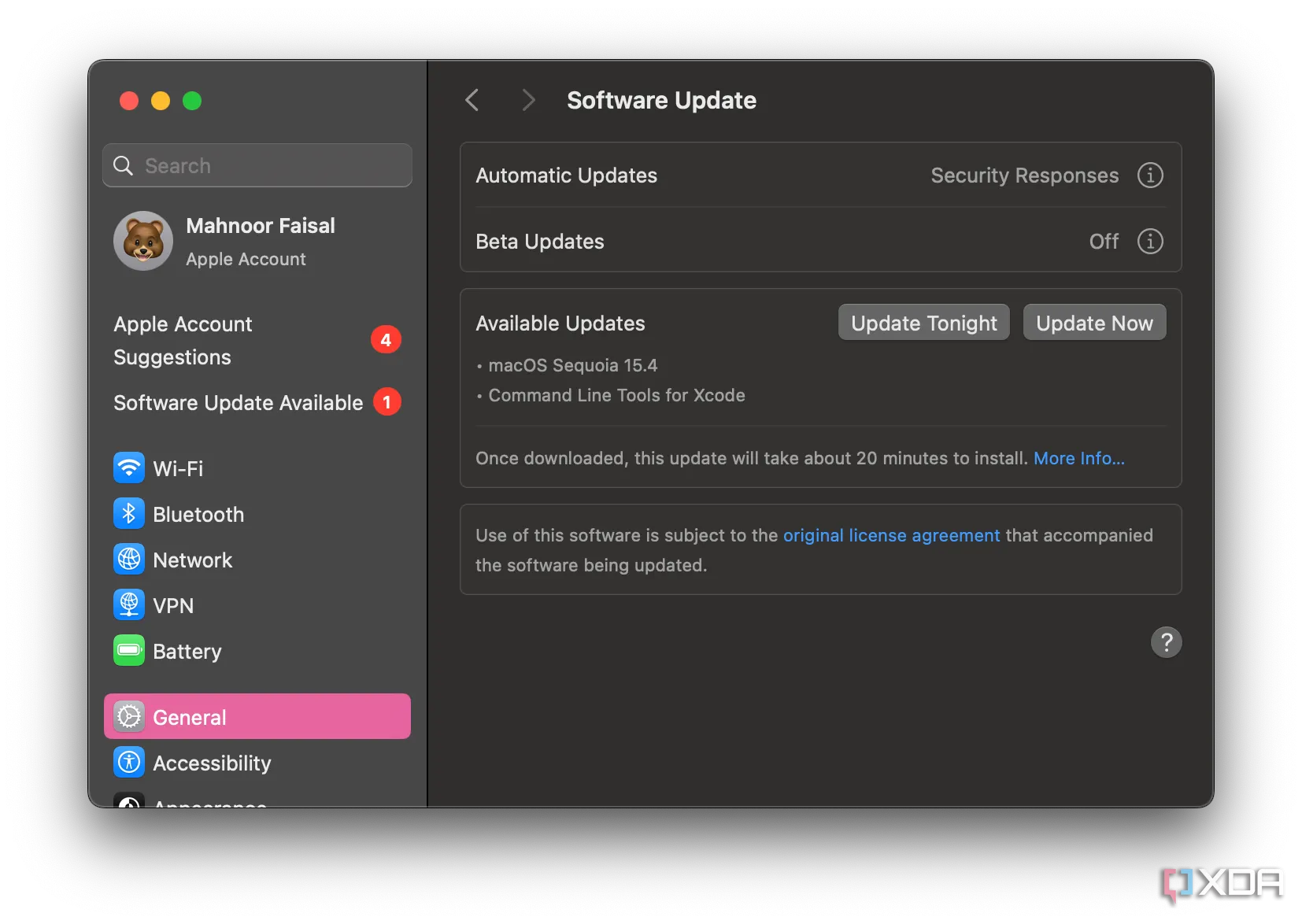 Màn hình cập nhật phần mềm macOS với thời gian ước tính cài đặt, minh họa tính năng tương tự trên Windows 11