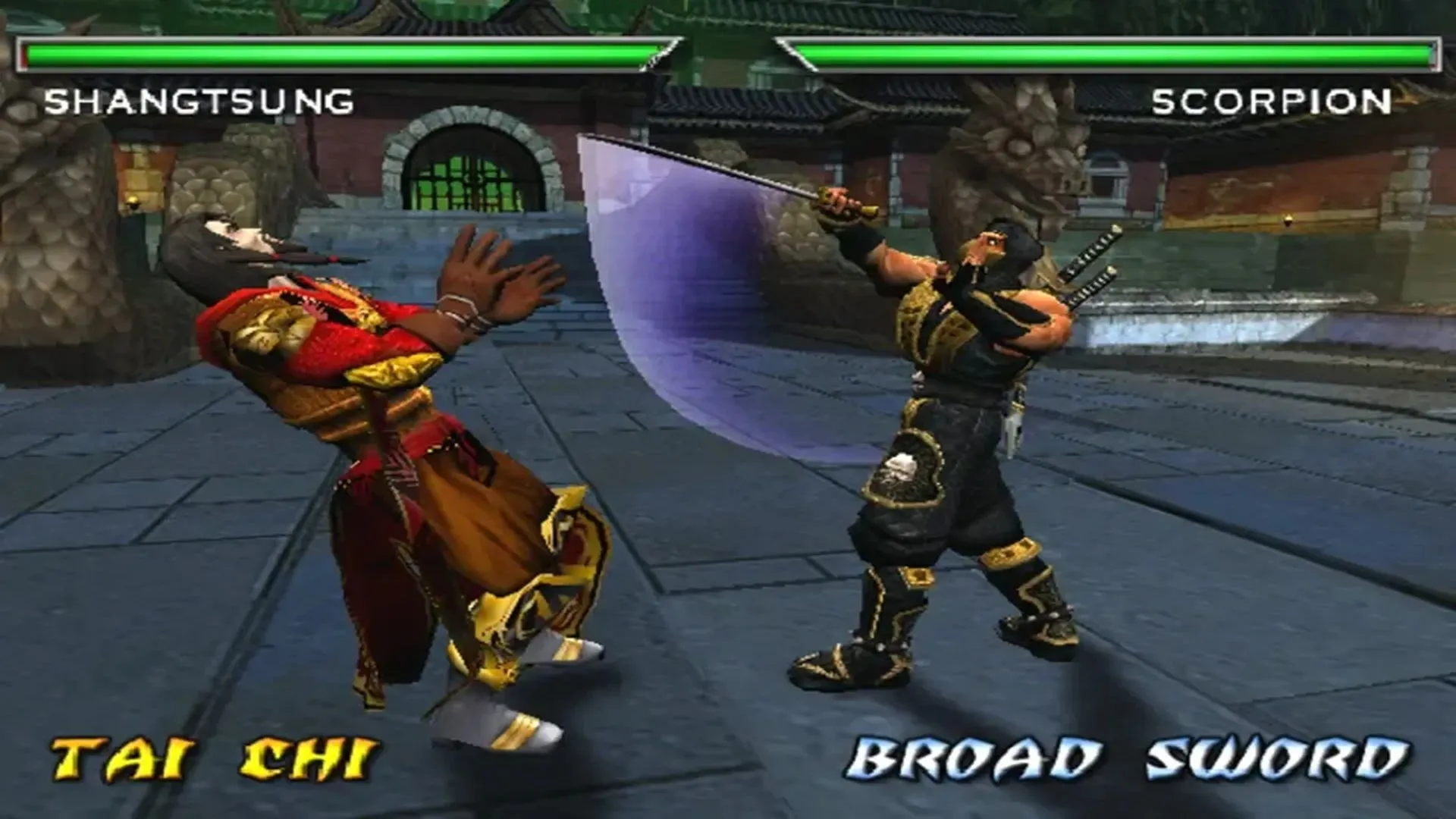 Màn hình gameplay của Mortal Kombat: Deadly Alliance, tựa game mở đầu kỷ nguyên 3D đột phá của dòng game đối kháng huyền thoại.