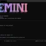 Màn hình giao diện chính của Gemini CLI trên terminal hiển thị các tùy chọn và thông báo chào mừng.