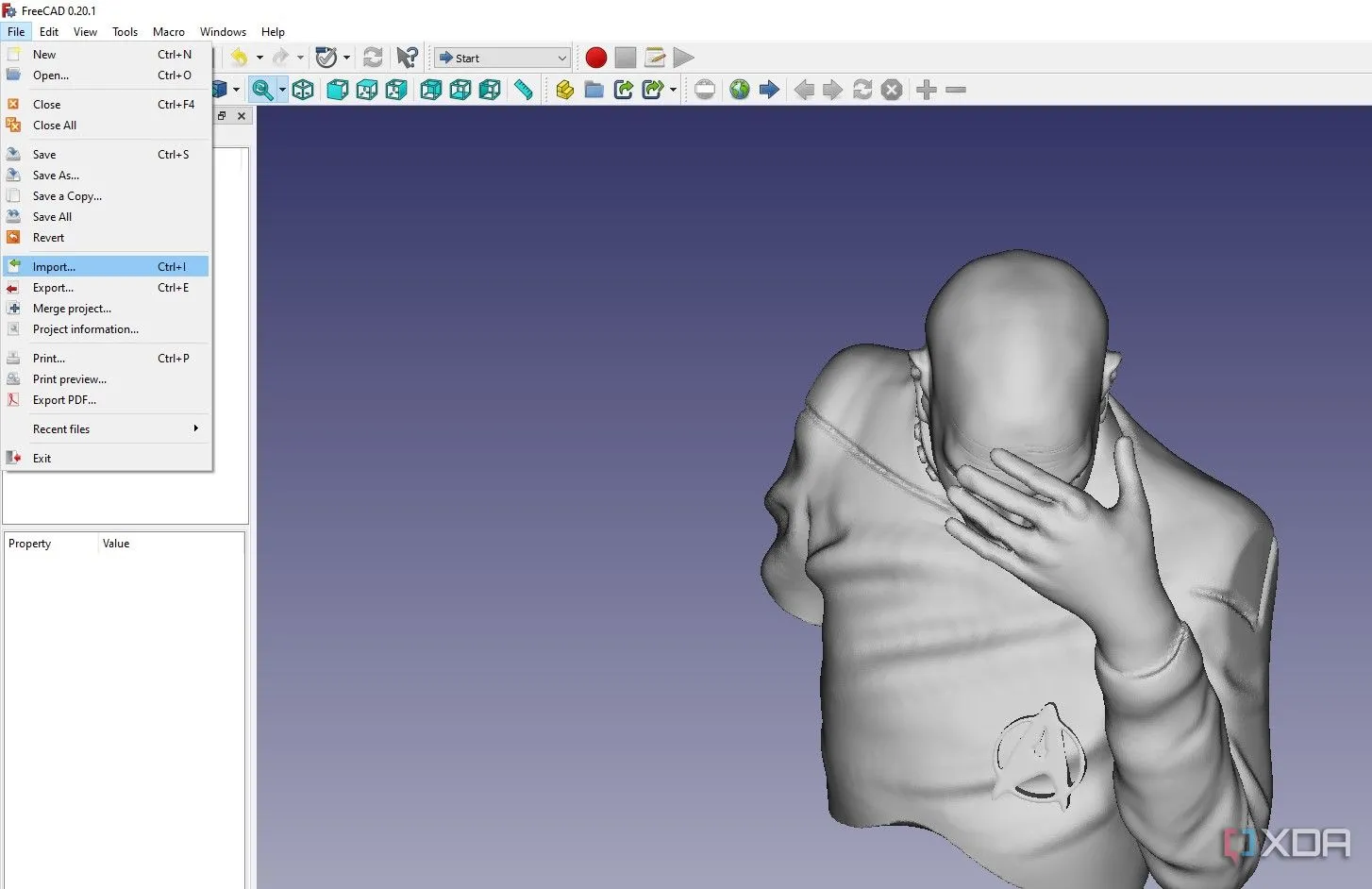 Màn hình làm việc của FreeCAD với mô hình 3D đang được thiết kế
