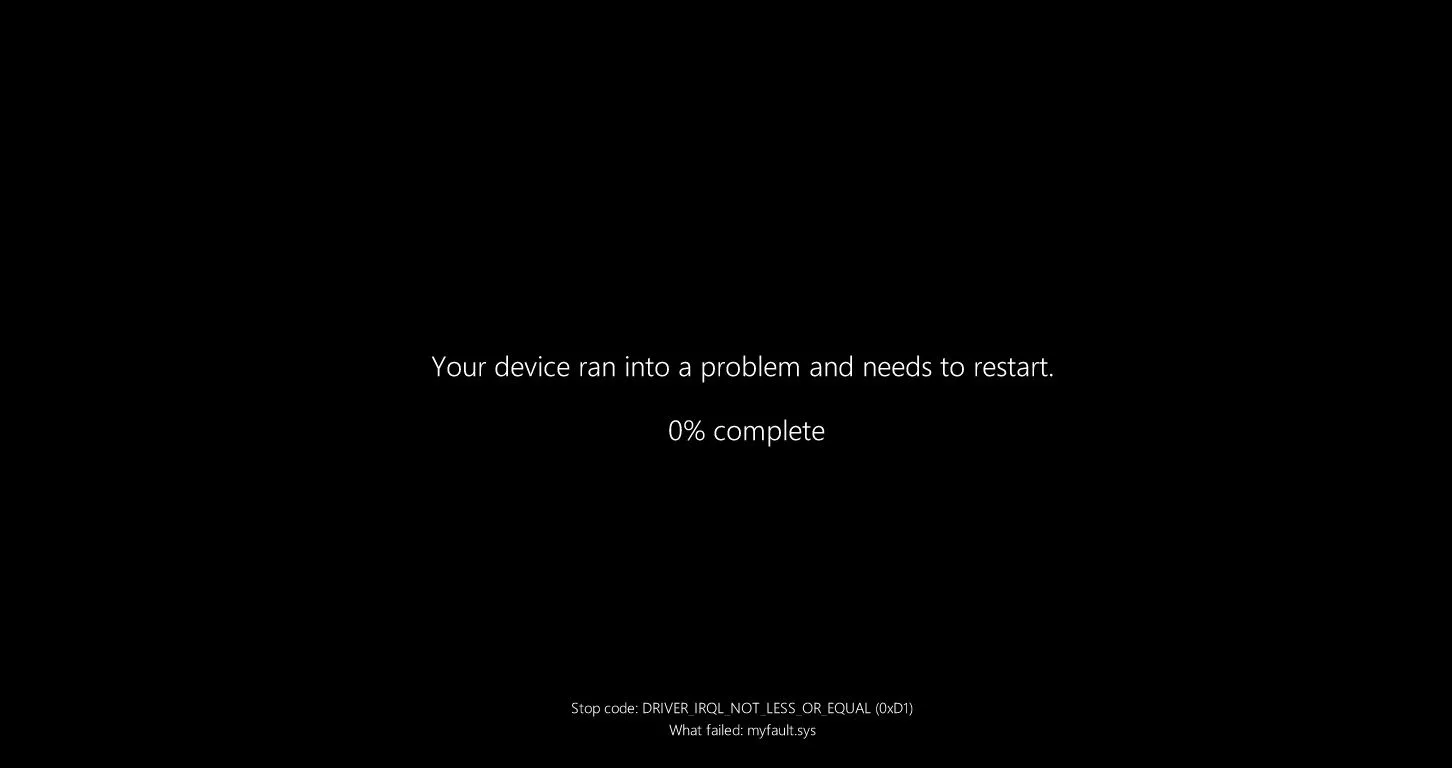 Màn hình lỗi BSOD màu đen mới trên Windows 11 bản 24H2, với thông báo lỗi đã được đơn giản hóa