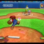 Mario đang ném bóng trong game Mario Super Sluggers, biểu tượng của sự trở lại dòng game Mario Baseball trên Nintendo Switch 2
