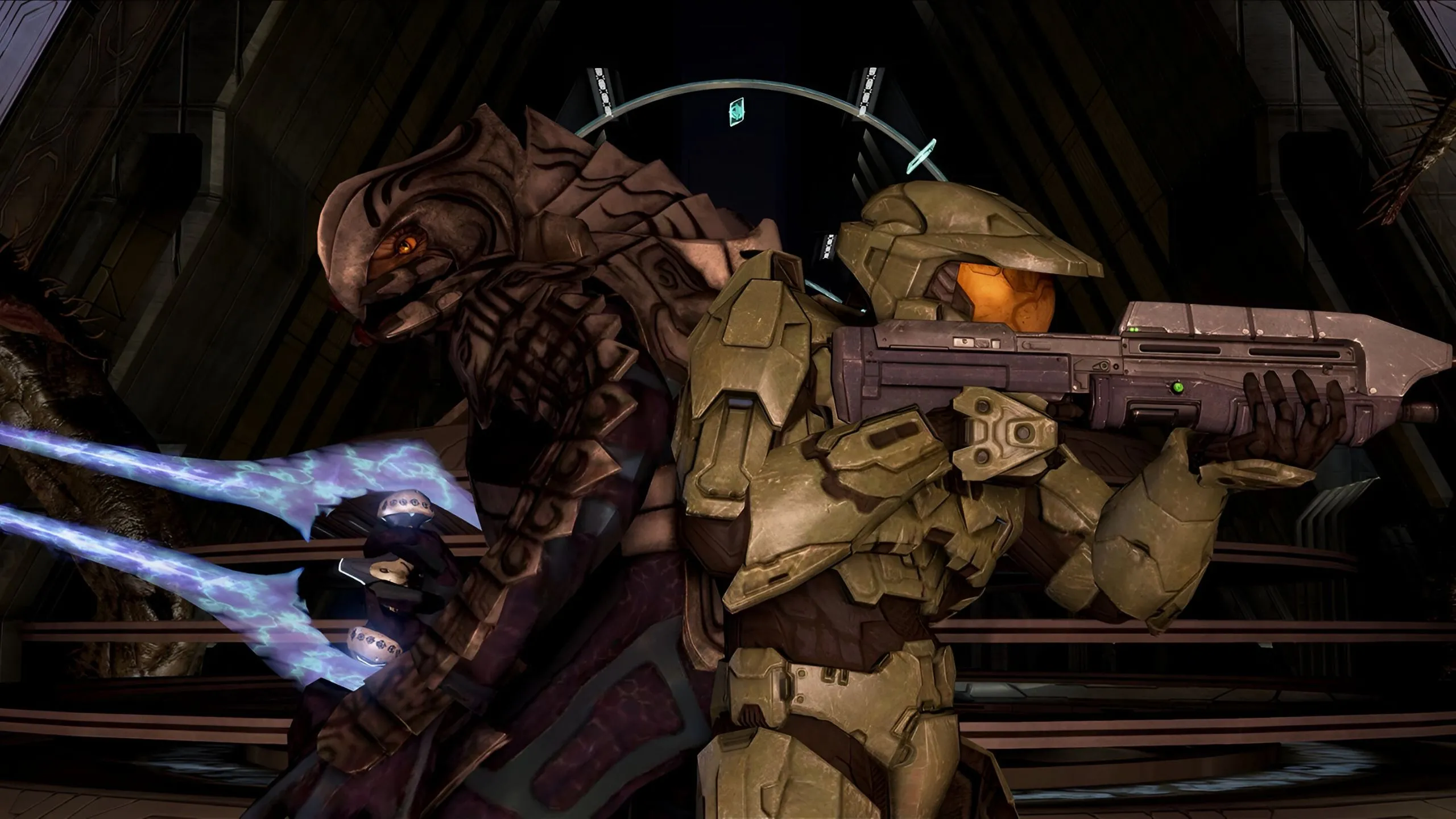 Master Chief và The Arbiter trong Halo 3, hình ảnh game chia màn hình co-op.