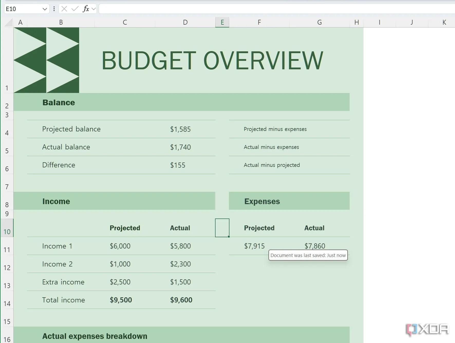Mẫu Excel quản lý ngân sách hộ gia đình