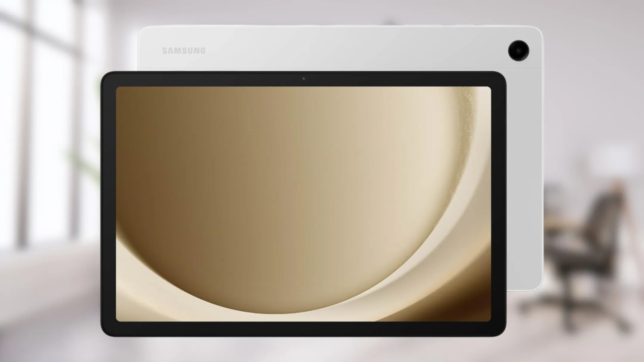 Máy tính bảng Samsung Galaxy Tab A9+ màu xám Graphite, hiển thị màn hình sắc nét.