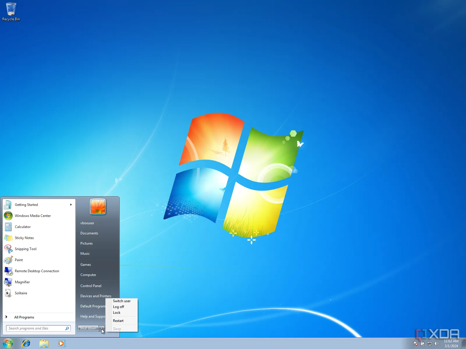 Menu Start của Windows 7, nơi câu chuyện về bộ lọc âm thanh tiếp diễn.