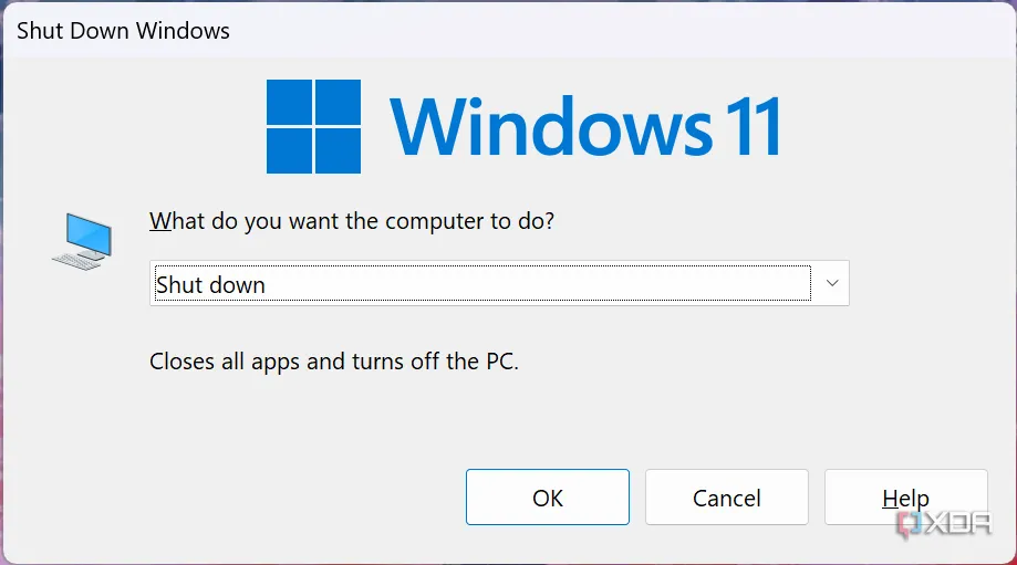 Menu Tắt Máy Windows