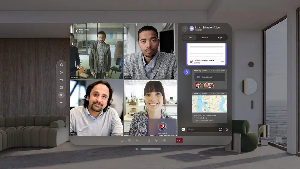 Microsoft Teams trên Apple Vision Pro với tính năng kiểm tra chính tả nâng cao