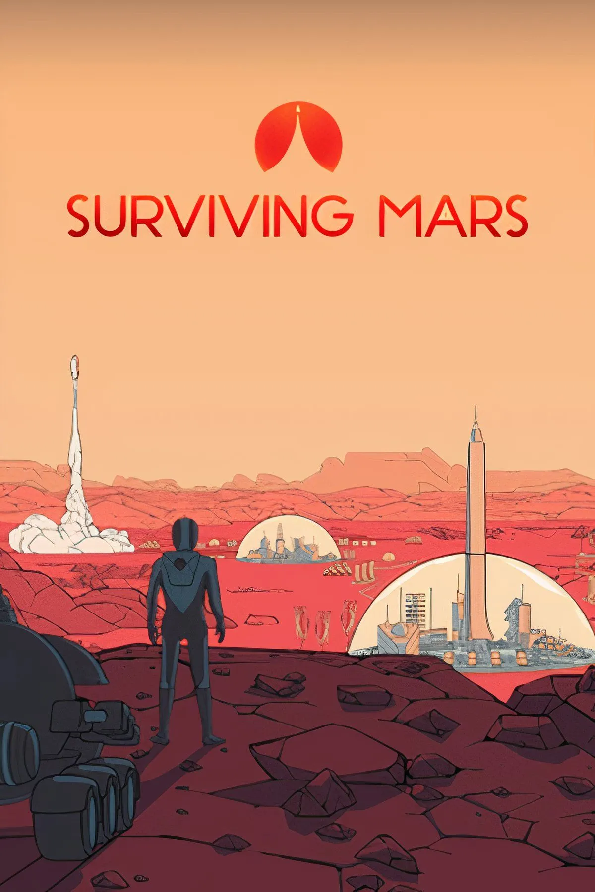 Mô hình khu định cư mái vòm trên Sao Hỏa trong game xây dựng và sinh tồn Surviving Mars