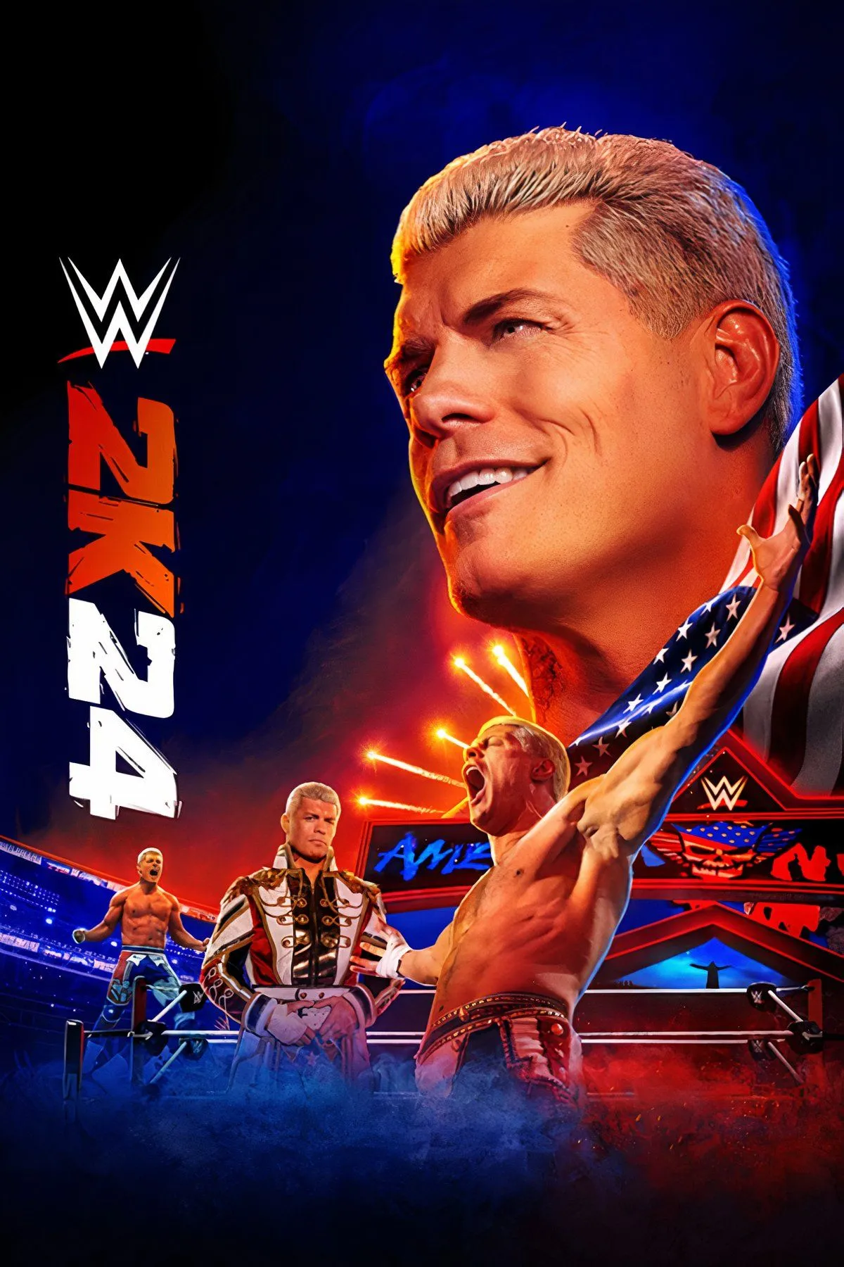 Mô hình nhân vật ấn tượng trong WWE 2K24, thể hiện đồ họa được cải thiện.