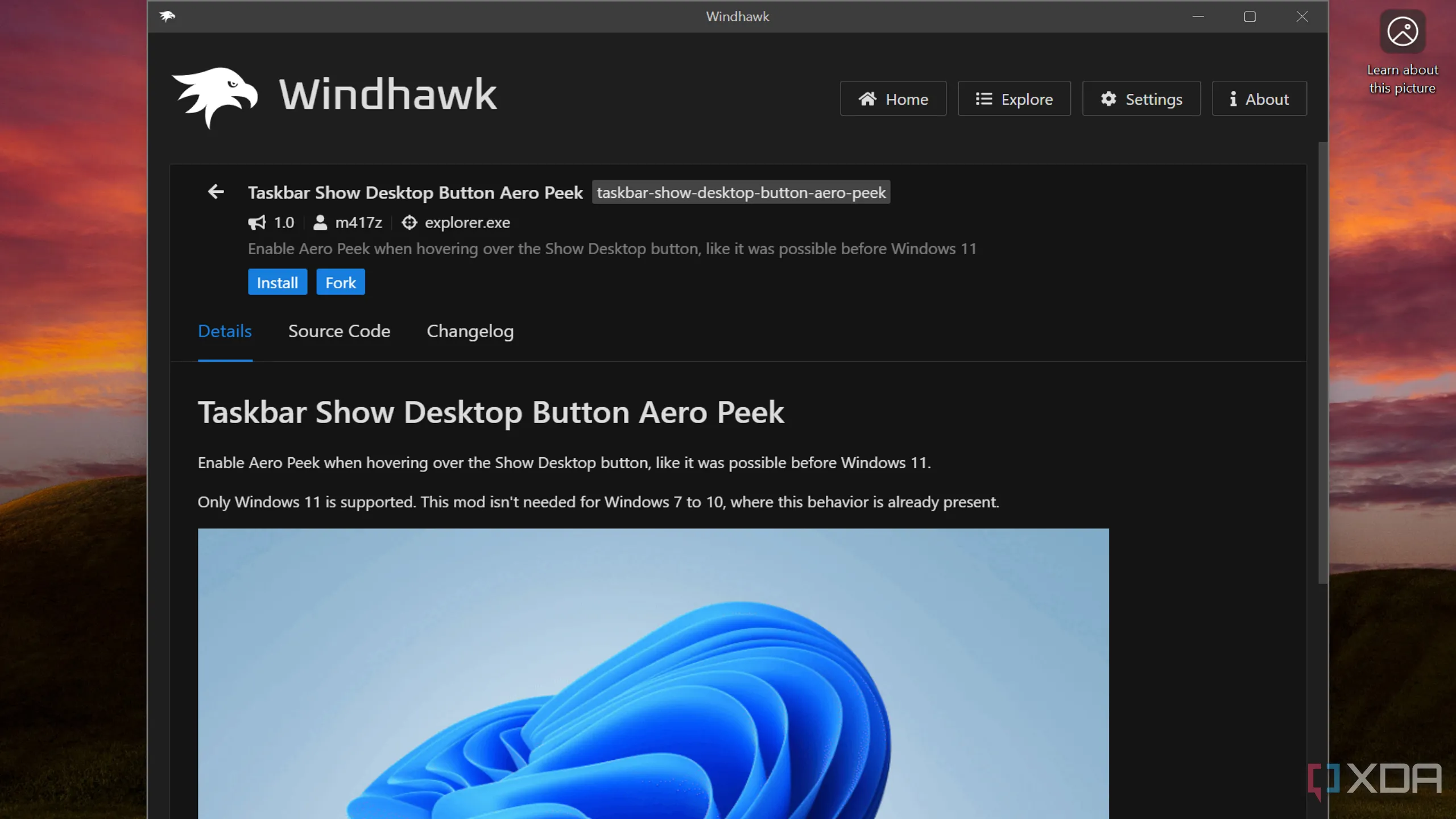 Mô phỏng tính năng Desktop Peek trên Windows 11 với Windhawk mod
