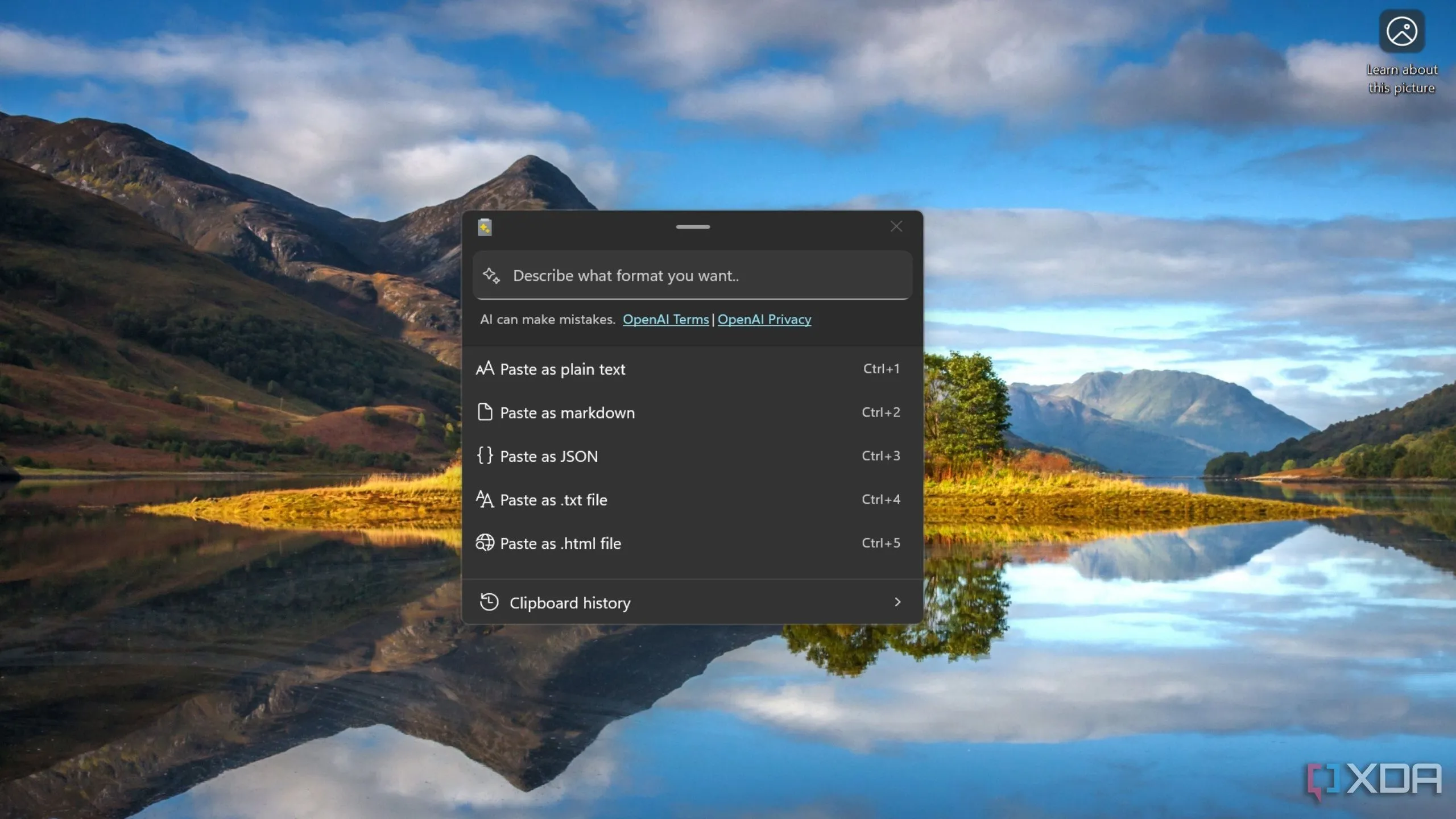 Mô tả tính năng Dán Nâng Cao PowerToys trên Windows 11